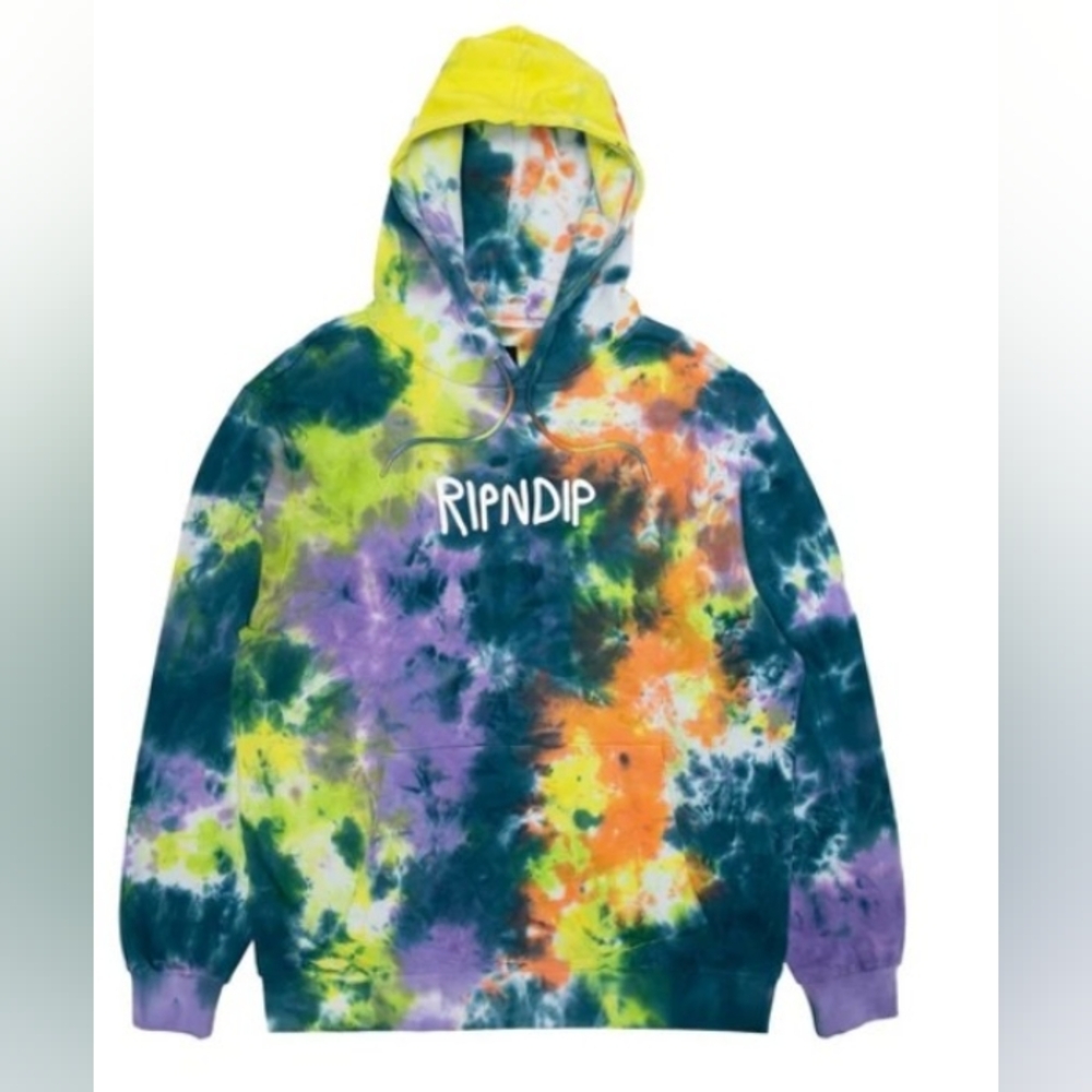 RIPNDIP Tie Dye Rubber Logo Cotton Hoodie Size S